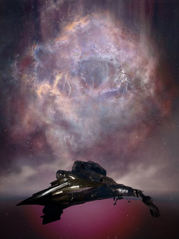 Spaceship in front of nebula